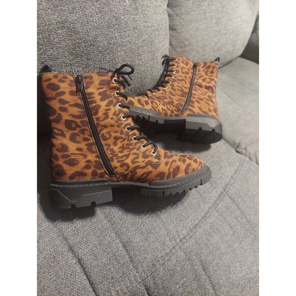 Shoedazzle Animal Print Leopard Boot Size 9 Women’s Shoes Black Brown Ankle Boot - Picture 4 of 11